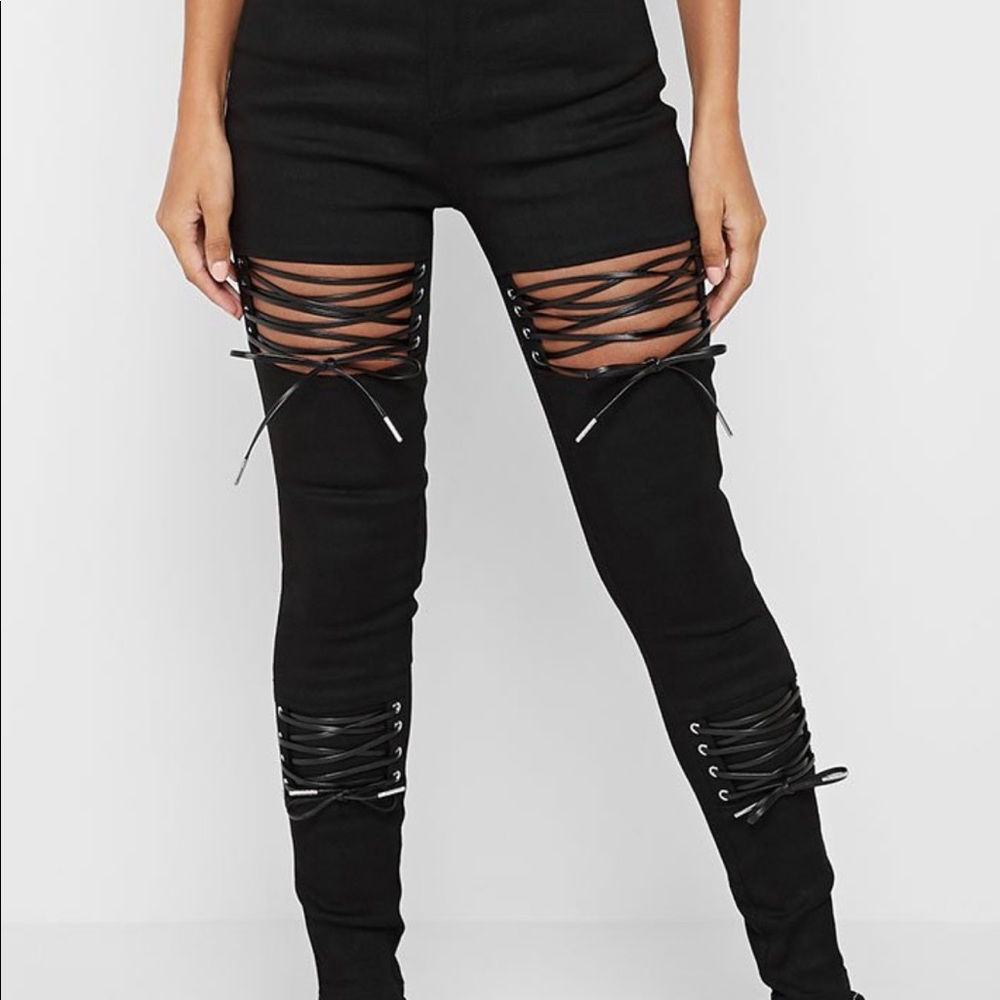 Lace up jeans